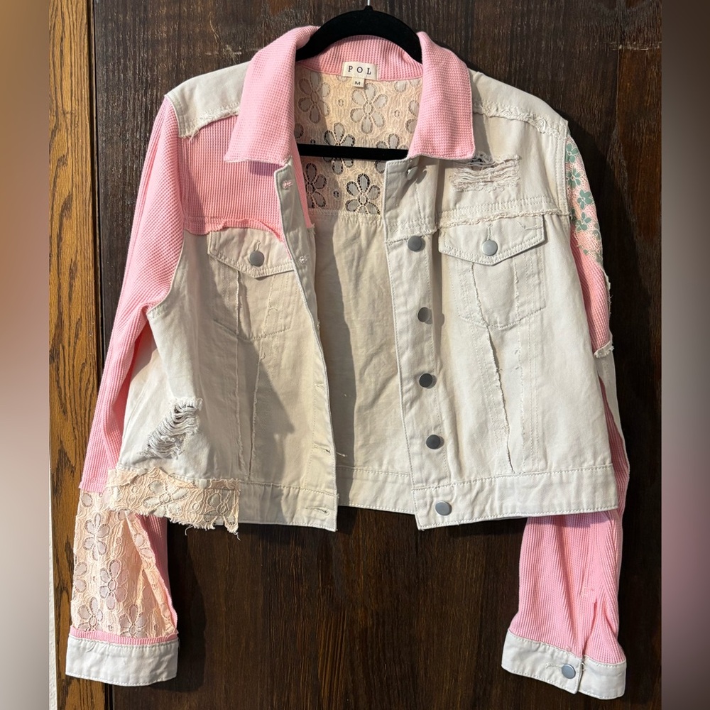 POL Pink and Cream Jean Jacket - Picture 2 of 8